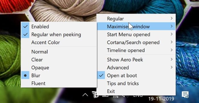 hacer transparente la barra de tareas de Windows 10 (1)