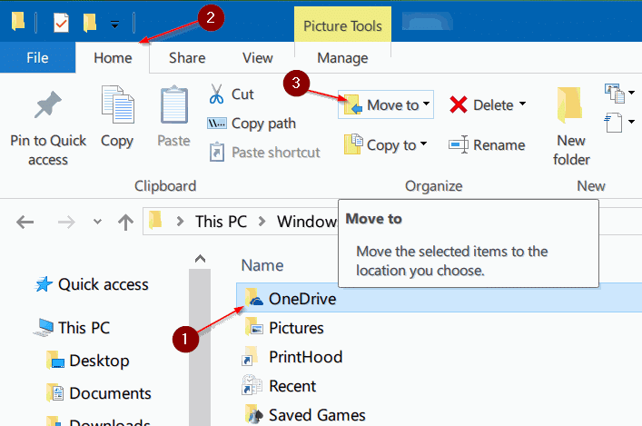 mover la carpeta onedrive en Windows 10 paso 6