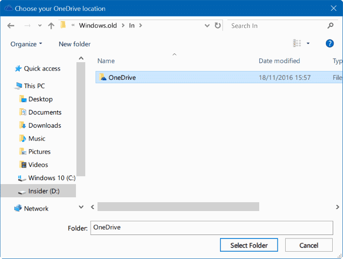 mover la carpeta onedrive en Windows 10 paso 14