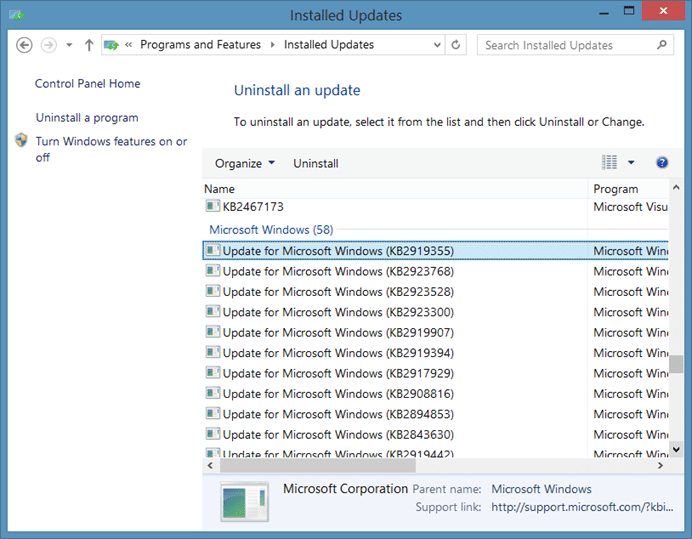 Desinstale la imagen 1 de Windows 8.1 Update 1