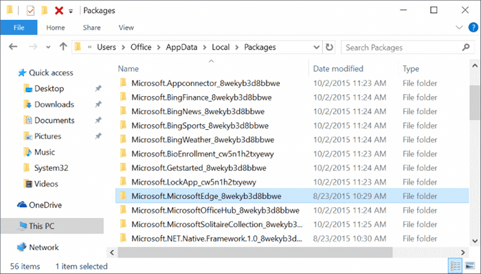Reinstale Microsoft Edge en Windows 10 Paso 2