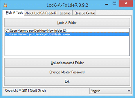 Free Folder Locker Bloquear una carpeta
