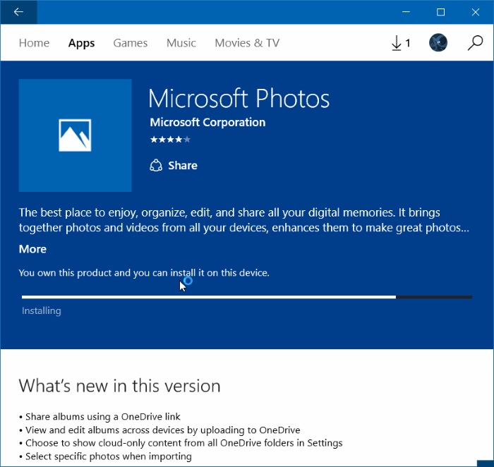 Reinstale la aplicaciÃ³n Fotos en Windows 10 paso 10