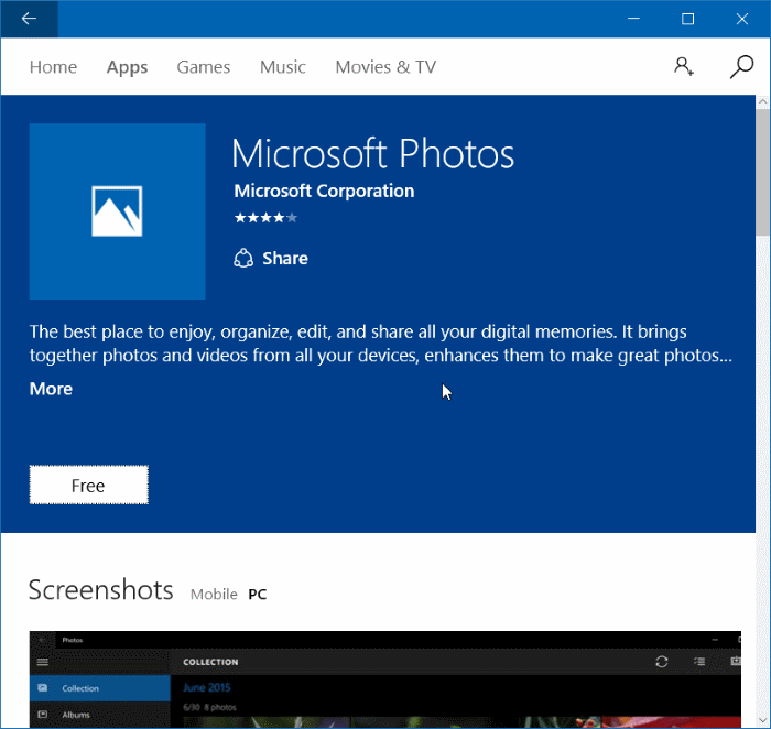Reinstale la aplicación Fotos en Windows 10 paso 7