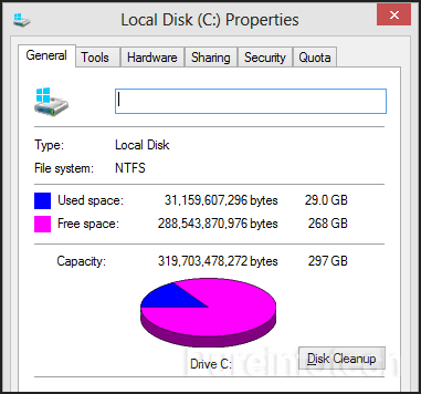 Liberador de espacio en disco de Windows 8