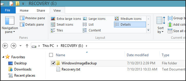 Carpeta WindowsImageBackup en Windows 8.1