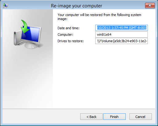 Iniciar la recuperación en Windows 8.1