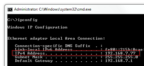 Windows: símbolo del sistema ipconfig (CMD)