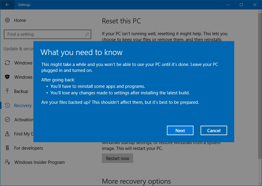 Paso: lo que necesita saber antes de modificar la instalación de Windows 10 