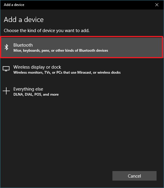 Agregar dispositivo Bluetooth a Windows 10