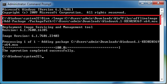 Integración de la actualización KB3020369 en Windows 7 ISO 