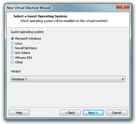 VMware Workstation 8: seleccione el sistema operativo