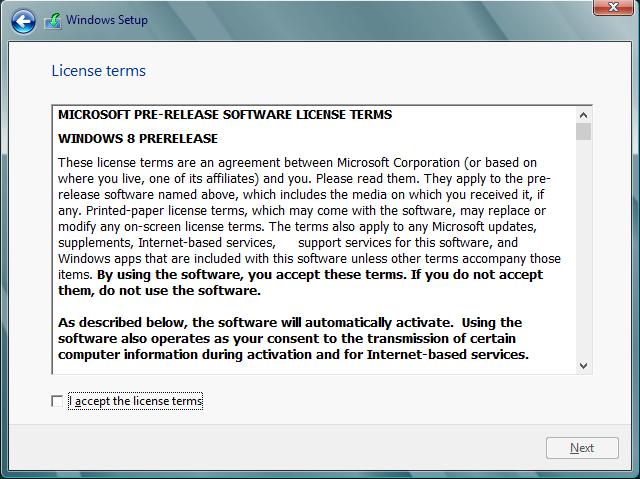 Términos de la licencia de Windows 8