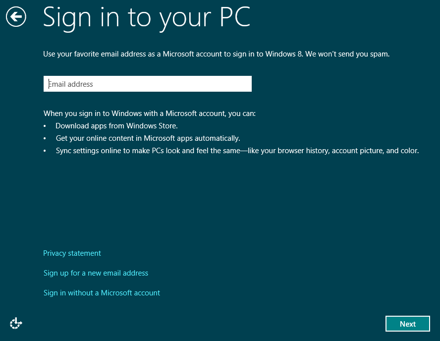 Inicie sesión en su PC - Windows 8