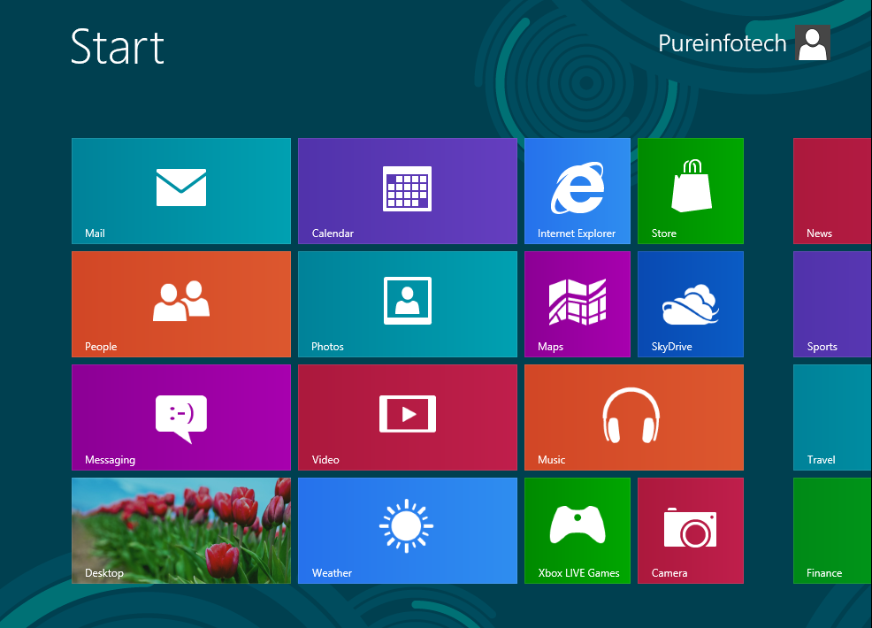 Pantalla de inicio - Vista previa de la versión de Windows 8