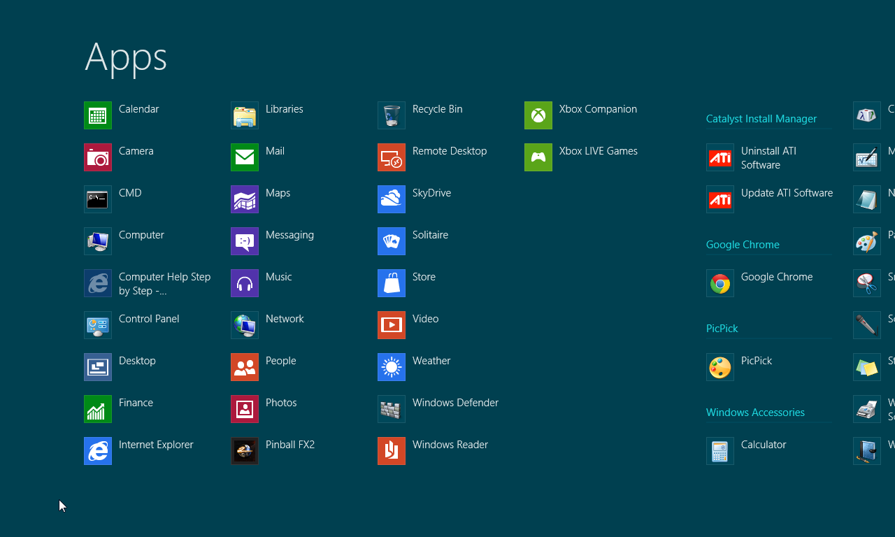 Todas las aplicaciones: Windows 8