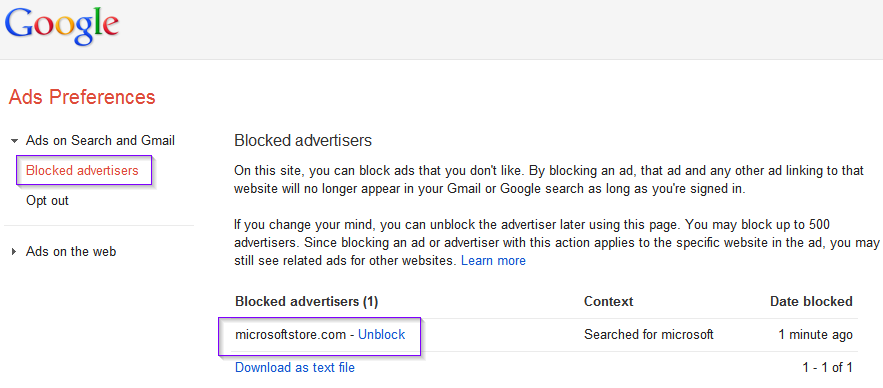 Desbloquear anuncios de Google