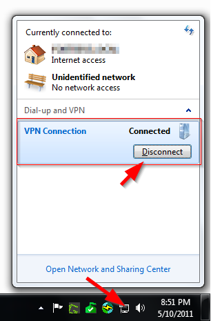 Cliente VPN de Windows 7: desconecte de la red remota