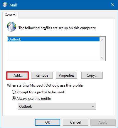 Outlook crea una nueva opción de perfil