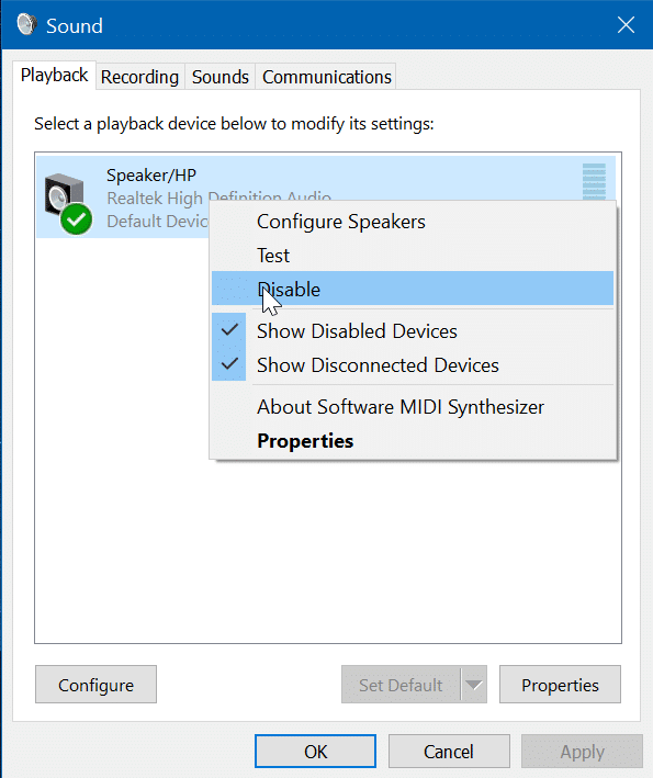 desactivar el altavoz del portátil en windows 10 pic2