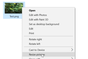 Cambiar el tamaño de las imágenes desde el menú contextual en Windows 10