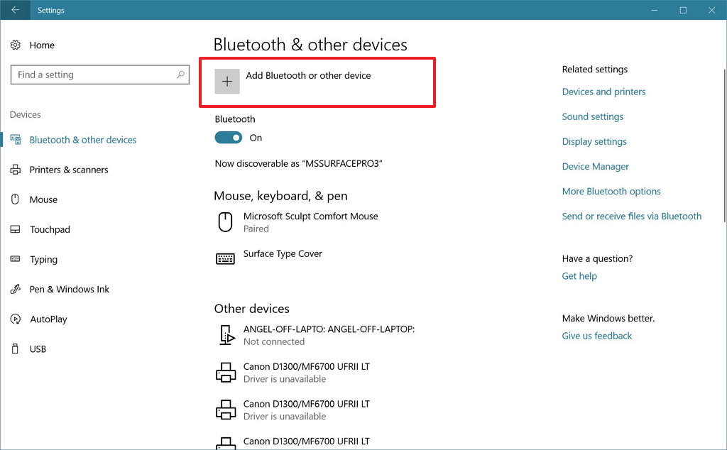 Configuración de Bluetooth para actualizar los creadores de Windows 10