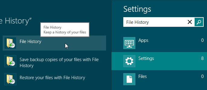 Abrir historial de archivos - Windows 8