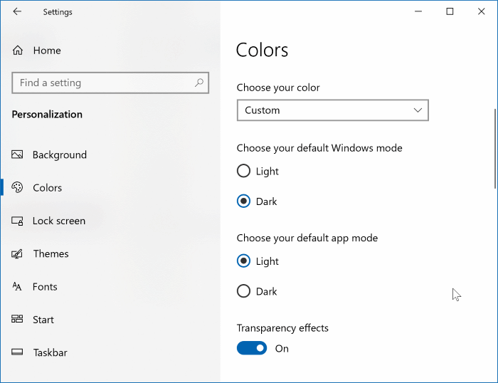 hacer transparente la barra de tareas de Windows 10