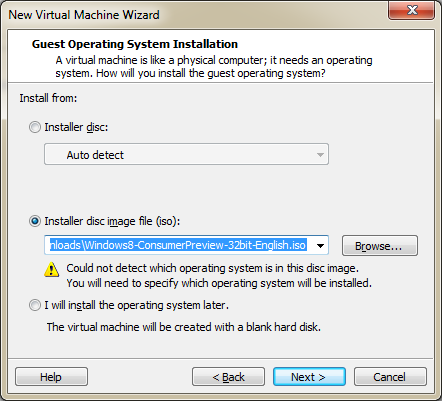 VMware Workstation 8 - Archivo de imagen de disco del instalador ISO - Vista previa del consumidor de Windows 8