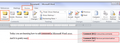 Agregar comentarios a Microsoft Word 2010