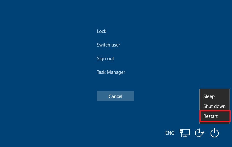 Ctrl + Alt + Supr Menú Encendido en Windows 10