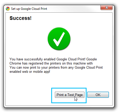 You have successfully signed in to Google Cloud Print