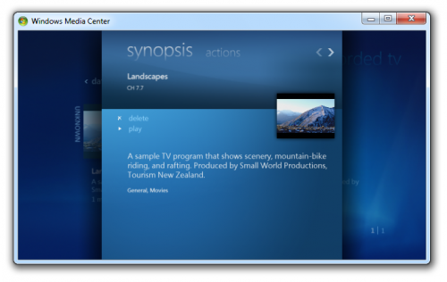 Programas de TV grabados en Windows 7 Media Center
