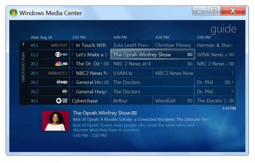 Guía de TV de Windows 7 Media Center