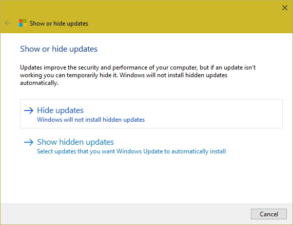 Ocultar actualizaciones en Windows 10