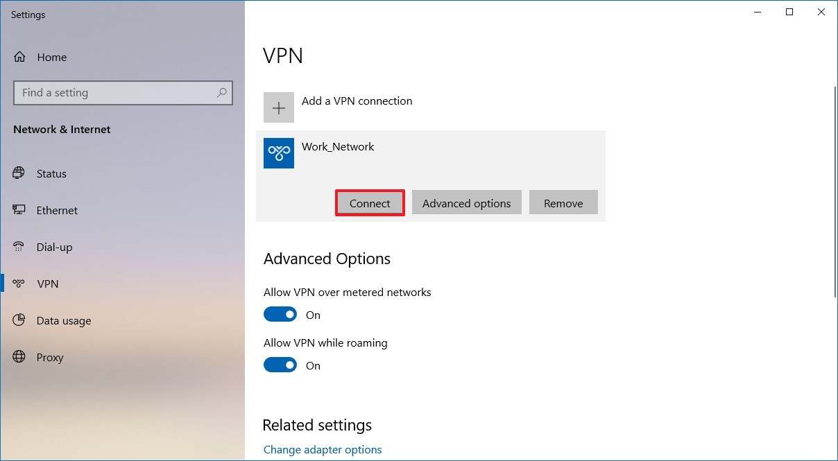 Conectarse al servidor VPN