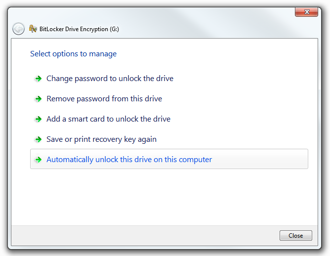 Windows BitLocker: más opciones