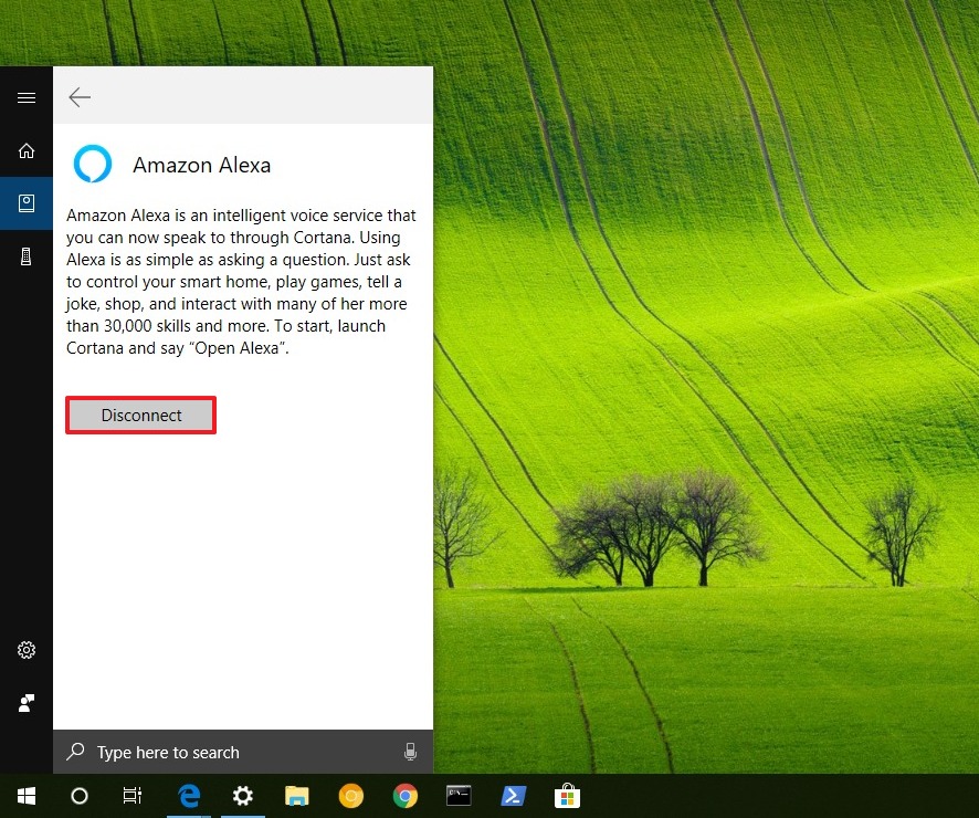 Desconecte Alexa de Windows 10