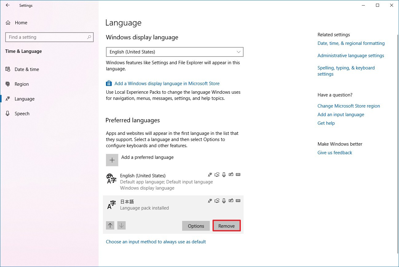 Desinstale idiomas para reducir el almacenamiento reservado en Windows 10