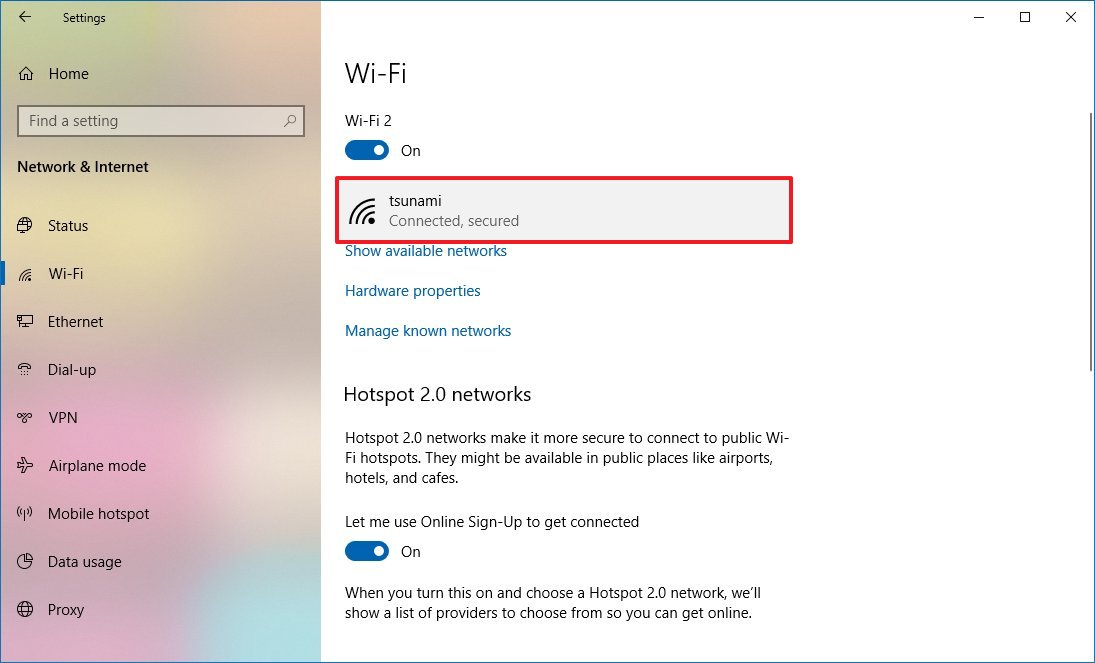 Configuración de la conexión Wi-Fi de Windows 10