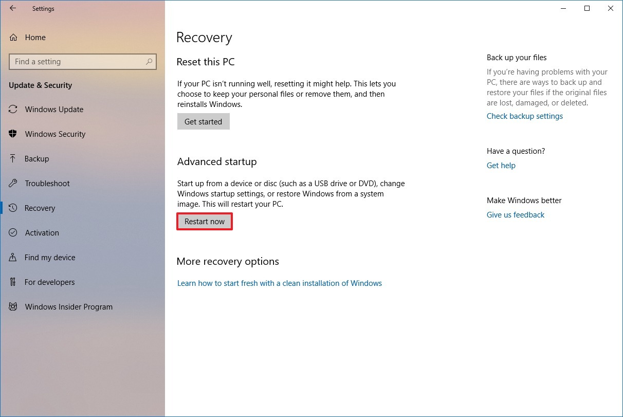 Configuración de arranque avanzada de Windows 10