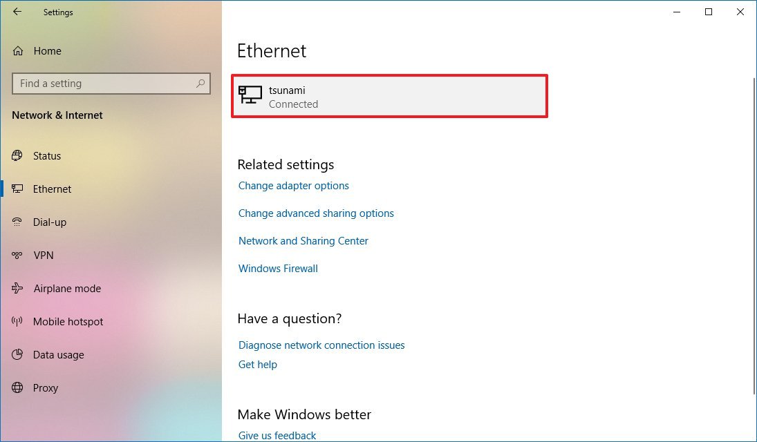 Conexiones Ethernet en Windows 10