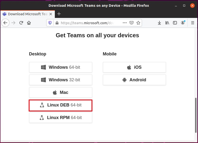 Descarga Microsoft Teams para Linux
