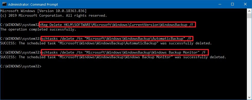 Restablecimiento de la configuración de copia de seguridad de Windows